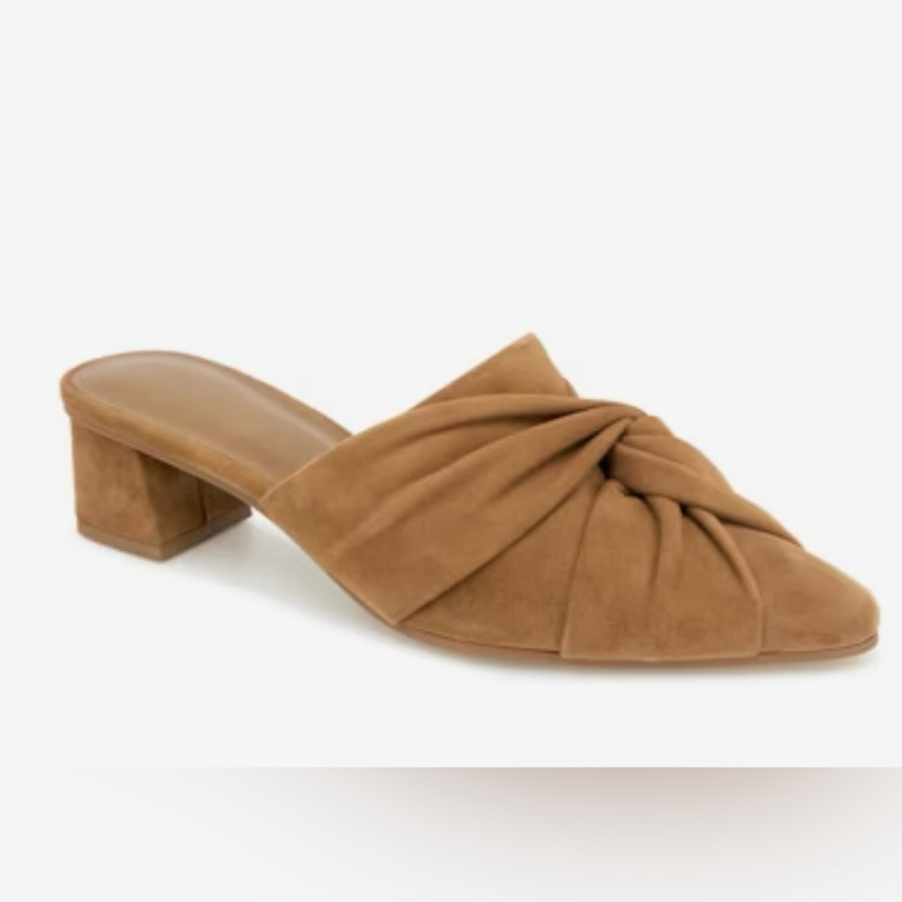 Splendid Tan Suede Knotted Mule Heels